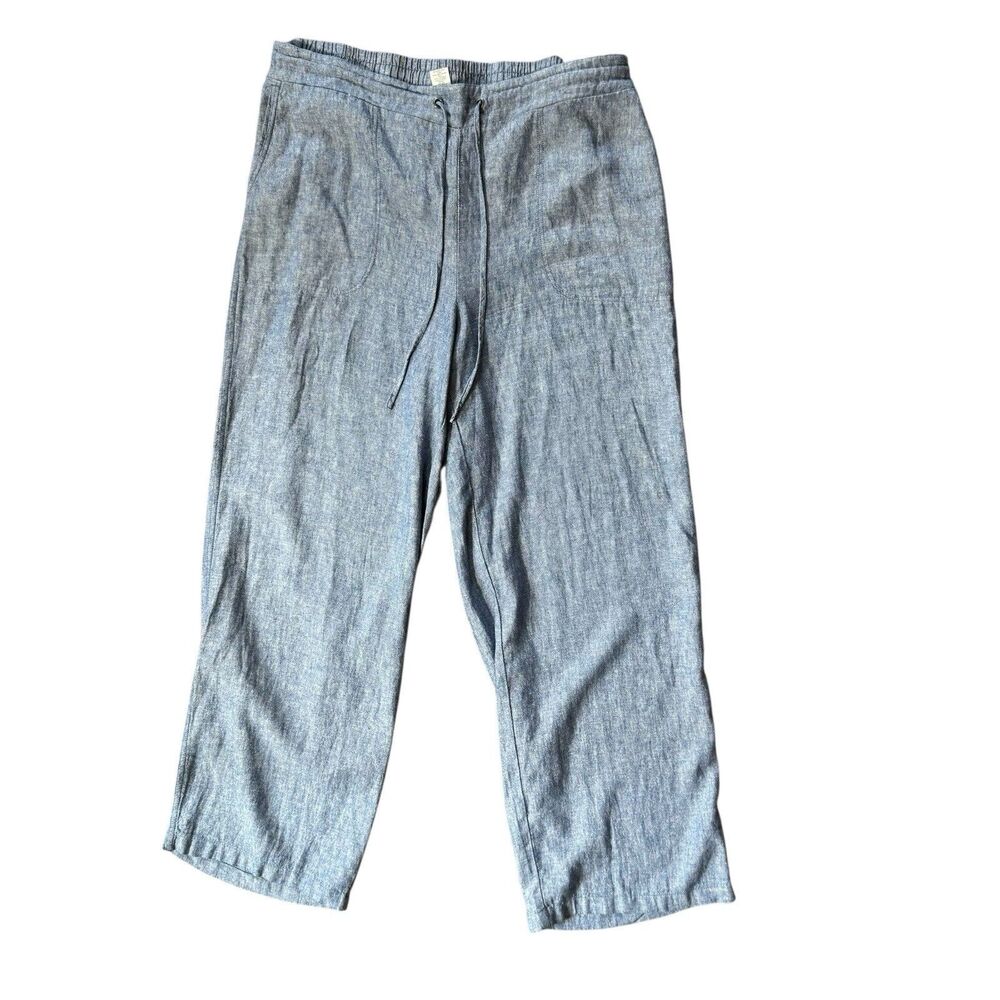 * Westport Woman Linen Blend Wide Leg Pants Pull On Plus 1X Beach Coastal Boho